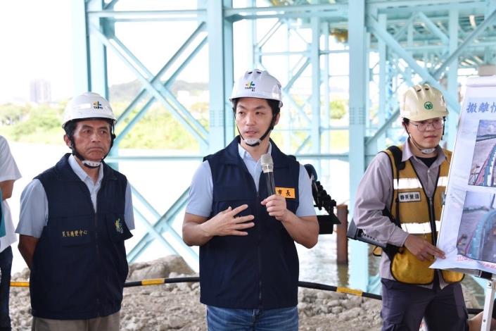 蔣萬安視察民權大橋整建工程防颱撤離工作